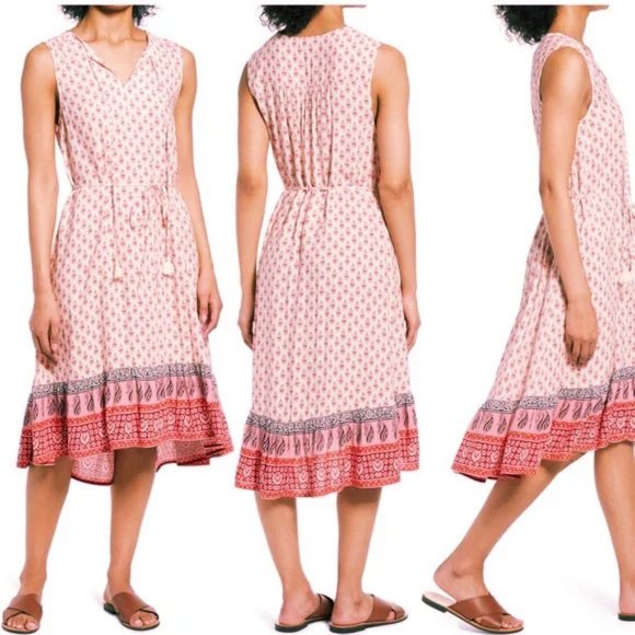 EUC Lou Lou Sleeveless Hi-Lo Shift Midi Dress w/Ruffled Hem & Paisley Print - Picture 7 of 7